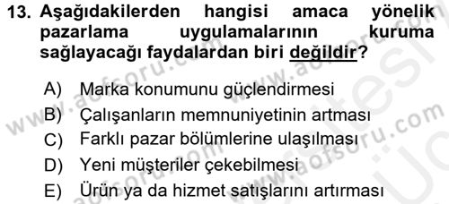 Halkla İlişkiler Uygulamaları ve Örnek Olaylar Dersi 2017 - 2018 Yılı 3 Ders Sınav Soruları 13. Soru