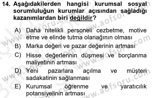Halkla İlişkiler Uygulamaları ve Örnek Olaylar Dersi 2017 - 2018 Yılı (Final) Dönem Sonu Sınav Soruları 14. Soru