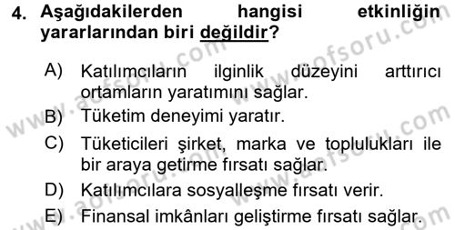 Halkla İlişkiler Uygulamaları ve Örnek Olaylar Dersi 2017 - 2018 Yılı (Final) Dönem Sonu Sınav Soruları 4. Soru