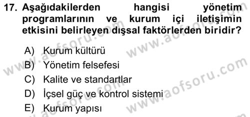 Halkla İlişkiler Uygulamaları ve Örnek Olaylar Dersi 2018 - 2019 Yılı (Vize) Ara Sınav Soruları 17. Soru