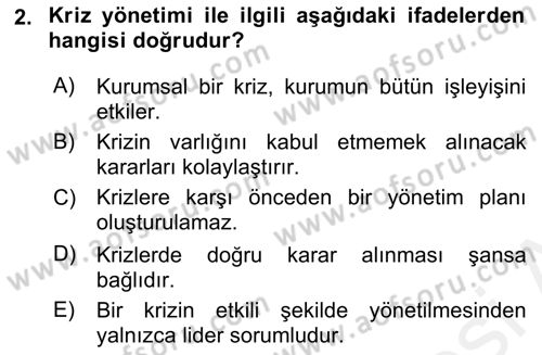 Halkla İlişkiler Uygulamaları ve Örnek Olaylar Dersi 2018 - 2019 Yılı (Vize) Ara Sınav Soruları 2. Soru