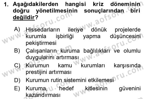 Halkla İlişkiler Uygulamaları ve Örnek Olaylar Dersi 2018 - 2019 Yılı Yaz Okulu Sınav Soruları 1. Soru