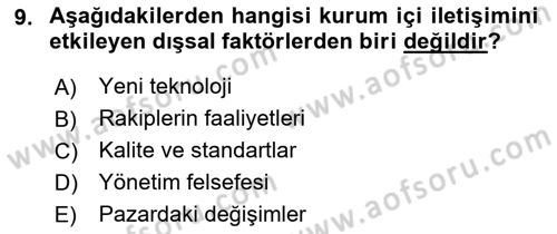 Halkla İlişkiler Uygulamaları ve Örnek Olaylar Dersi 2018 - 2019 Yılı Yaz Okulu Sınav Soruları 9. Soru