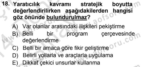 Halkla İlişkiler Yönetimi Dersi 2013 - 2014 Yılı Tek Ders Sınavı 18. Soru