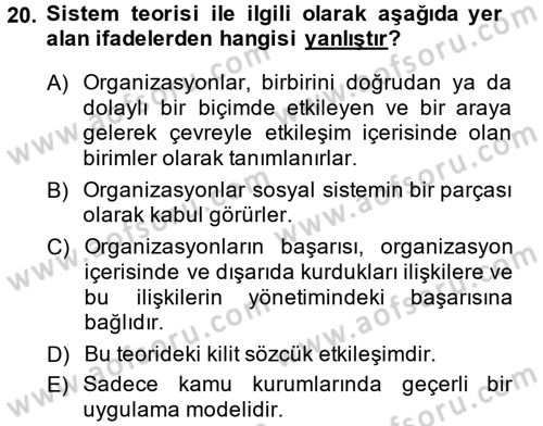 Halkla İlişkiler Yönetimi Dersi 2014 - 2015 Yılı (Vize) Ara Sınav Soruları 20. Soru