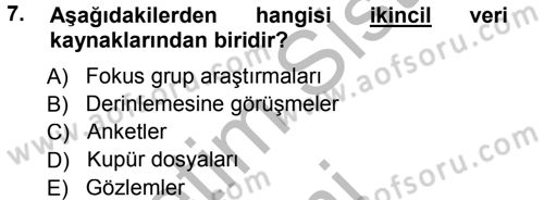 Halkla İlişkiler Yönetimi Dersi 2014 - 2015 Yılı (Final) Dönem Sonu Sınav Soruları 7. Soru