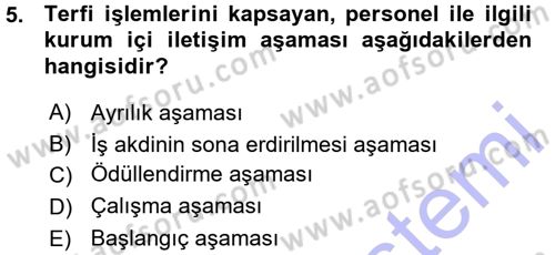 Halkla İlişkiler Yönetimi Dersi 2015 - 2016 Yılı (Vize) Ara Sınav Soruları 5. Soru