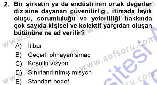 Halkla İlişkiler Yönetimi Dersi 2015 - 2016 Yılı (Final) Dönem Sonu Sınav Soruları 2. Soru