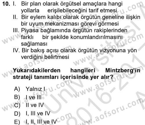Halkla İlişkiler Yönetimi Dersi 2016 - 2017 Yılı (Vize) Ara Sınav Soruları 10. Soru