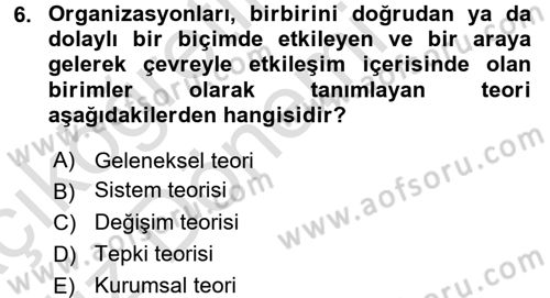 Halkla İlişkiler Yönetimi Dersi 2016 - 2017 Yılı (Vize) Ara Sınav Soruları 6. Soru