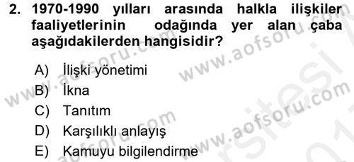 Halkla İlişkiler Yönetimi Dersi 2016 - 2017 Yılı (Final) Dönem Sonu Sınav Soruları 2. Soru