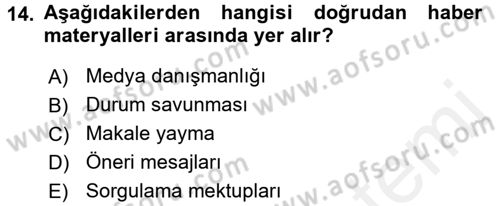 Halkla İlişkiler Yönetimi Dersi 2017 - 2018 Yılı 3 Ders Sınav Soruları 14. Soru