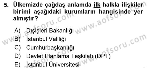 Halkla İlişkiler Yönetimi Dersi 2017 - 2018 Yılı 3 Ders Sınav Soruları 5. Soru