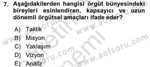 Halkla İlişkiler Yönetimi Dersi 2017 - 2018 Yılı (Vize) Ara Sınav Soruları 7. Soru
