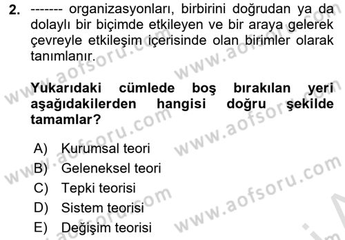 Halkla İlişkiler Yönetimi Dersi 2018 - 2019 Yılı 3 Ders Sınav Soruları 2. Soru