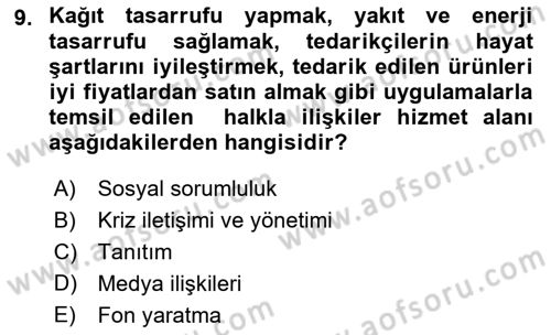Halkla İlişkiler Yönetimi Dersi 2018 - 2019 Yılı 3 Ders Sınav Soruları 9. Soru