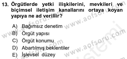 Halkla İlişkiler Yönetimi Dersi 2018 - 2019 Yılı (Vize) Ara Sınav Soruları 13. Soru