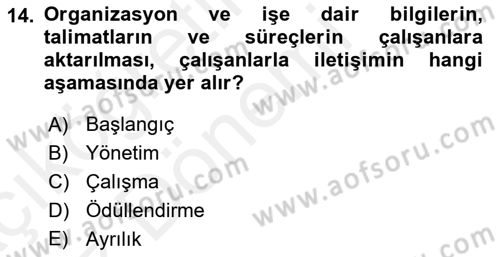 Halkla İlişkiler Yönetimi Dersi Ara Sınavı Deneme Sınav Soruları 14. Soru