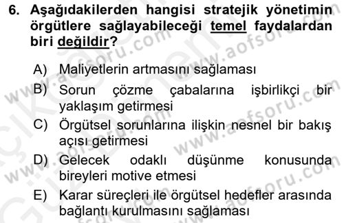Halkla İlişkiler Yönetimi Dersi Ara Sınavı Deneme Sınav Soruları 6. Soru