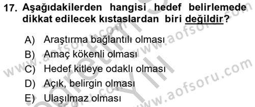 Halkla İlişkiler Yönetimi Dersi 2018 - 2019 Yılı Yaz Okulu Sınav Soruları 17. Soru