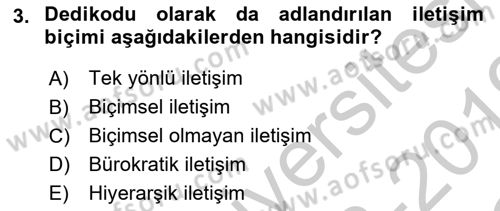 Halkla İlişkiler Yönetimi Dersi 2018 - 2019 Yılı Yaz Okulu Sınav Soruları 3. Soru