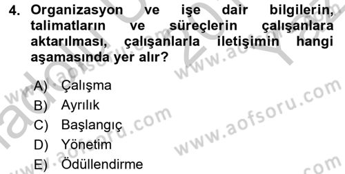 Halkla İlişkiler Yönetimi Dersi 2018 - 2019 Yılı Yaz Okulu Sınav Soruları 4. Soru
