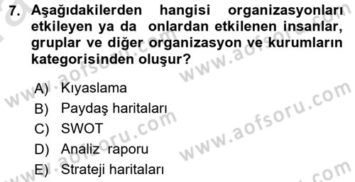 Halkla İlişkiler Yönetimi Dersi 2019 - 2020 Yılı (Vize) Ara Sınav Soruları 7. Soru