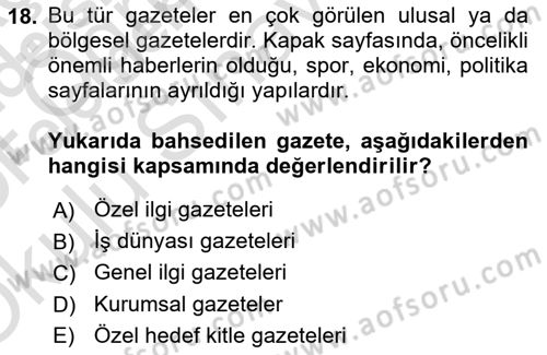 Halkla İlişkiler Yönetimi Dersi 2019 - 2020 Yılı Yaz Okulu Sınav Soruları 18. Soru