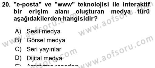 Halkla İlişkiler Yönetimi Dersi 2019 - 2020 Yılı Yaz Okulu Sınav Soruları 20. Soru