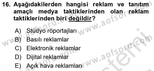 Halkla İlişkiler Yönetimi Dersi 2020 - 2021 Yılı Yaz Okulu Sınav Soruları 16. Soru