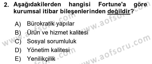 Halkla İlişkiler Yönetimi Dersi 2020 - 2021 Yılı Yaz Okulu Sınav Soruları 2. Soru