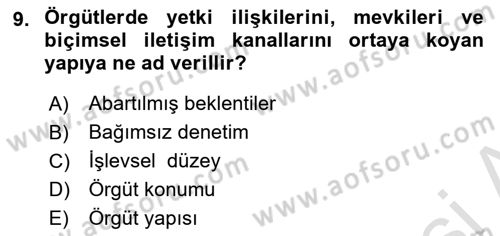Halkla İlişkiler Yönetimi Dersi 2021 - 2022 Yılı (Vize) Ara Sınav Soruları 9. Soru