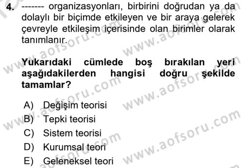 Halkla İlişkiler Yönetimi Dersi 2021 - 2022 Yılı Yaz Okulu Sınavı 4. Soru