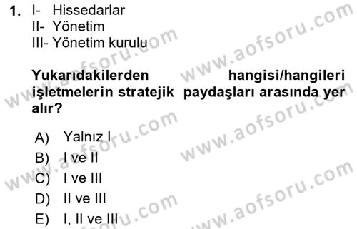 Halkla İlişkiler Yönetimi Dersi 2022 - 2023 Yılı (Vize) Ara Sınav Soruları 1. Soru
