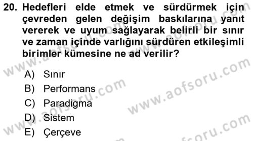 Halkla İlişkiler Yönetimi Dersi 2023 - 2024 Yılı (Vize) Ara Sınav Soruları 20. Soru