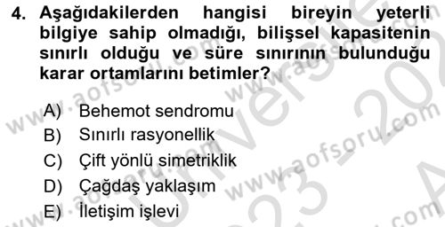 Halkla İlişkiler Yönetimi Dersi 2023 - 2024 Yılı (Vize) Ara Sınav Soruları 4. Soru