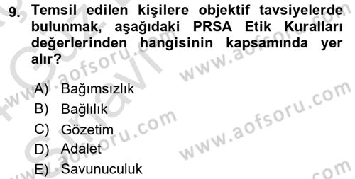 Halkla İlişkiler Yönetimi Dersi 2023 - 2024 Yılı (Vize) Ara Sınav Soruları 9. Soru
