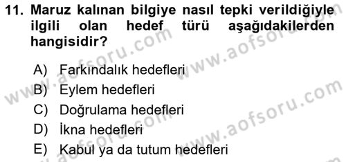 Halkla İlişkiler Yönetimi Dersi 2023 - 2024 Yılı Yaz Okulu Sınav Soruları 11. Soru