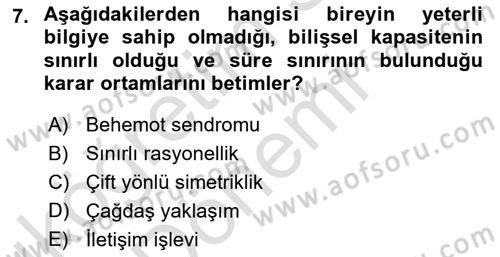 Halkla İlişkiler Yönetimi Dersi 2024 - 2025 Yılı (Vize) Ara Sınav Soruları 7. Soru