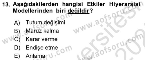 Halkla İlişkiler Yönetimi Dersi 2024 - 2025 Yılı (Final) Dönem Sonu Sınav Soruları 13. Soru