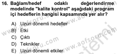 Halkla İlişkiler Yönetimi Dersi 2024 - 2025 Yılı (Final) Dönem Sonu Sınav Soruları 16. Soru