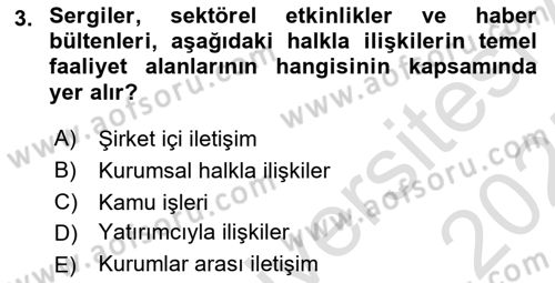 Halkla İlişkiler Yönetimi Dersi 2024 - 2025 Yılı (Final) Dönem Sonu Sınav Soruları 3. Soru