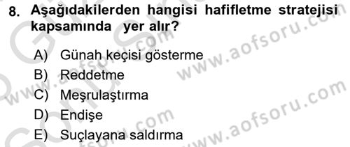 Halkla İlişkiler Yönetimi Dersi 2025 - 2026 Yılı (Final) Dönem Sonu Sınav Soruları 8. Soru