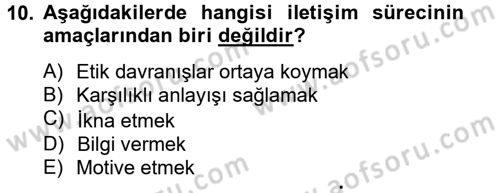 Halkla İlişkiler Yazarlığı Dersi 2012 - 2013 Yılı (Vize) Ara Sınav Soruları 10. Soru