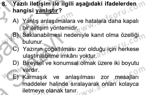 Halkla İlişkiler Yazarlığı Dersi 2012 - 2013 Yılı (Vize) Ara Sınav Soruları 8. Soru