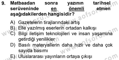 Halkla İlişkiler Yazarlığı Dersi 2012 - 2013 Yılı (Vize) Ara Sınav Soruları 9. Soru