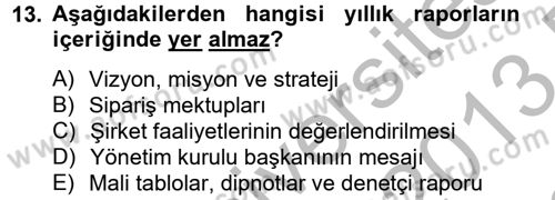 Halkla İlişkiler Yazarlığı Dersi 2012 - 2013 Yılı (Final) Dönem Sonu Sınav Soruları 13. Soru