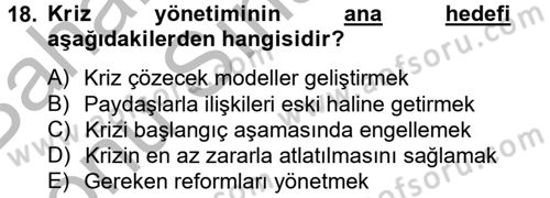 Halkla İlişkiler Yazarlığı Dersi 2012 - 2013 Yılı (Final) Dönem Sonu Sınav Soruları 18. Soru