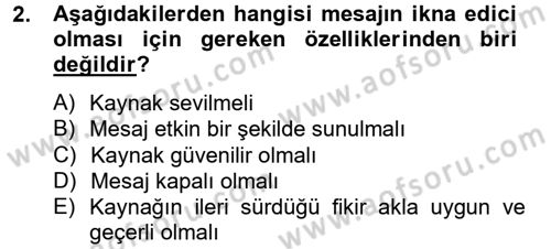 Halkla İlişkiler Yazarlığı Dersi 2012 - 2013 Yılı (Final) Dönem Sonu Sınav Soruları 2. Soru