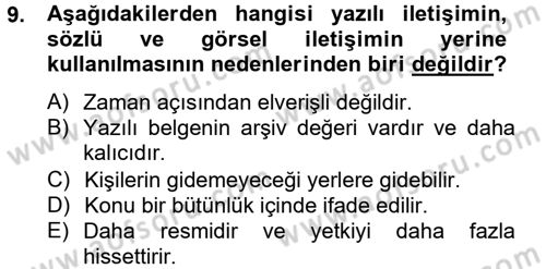Halkla İlişkiler Yazarlığı Dersi 2012 - 2013 Yılı (Final) Dönem Sonu Sınav Soruları 9. Soru